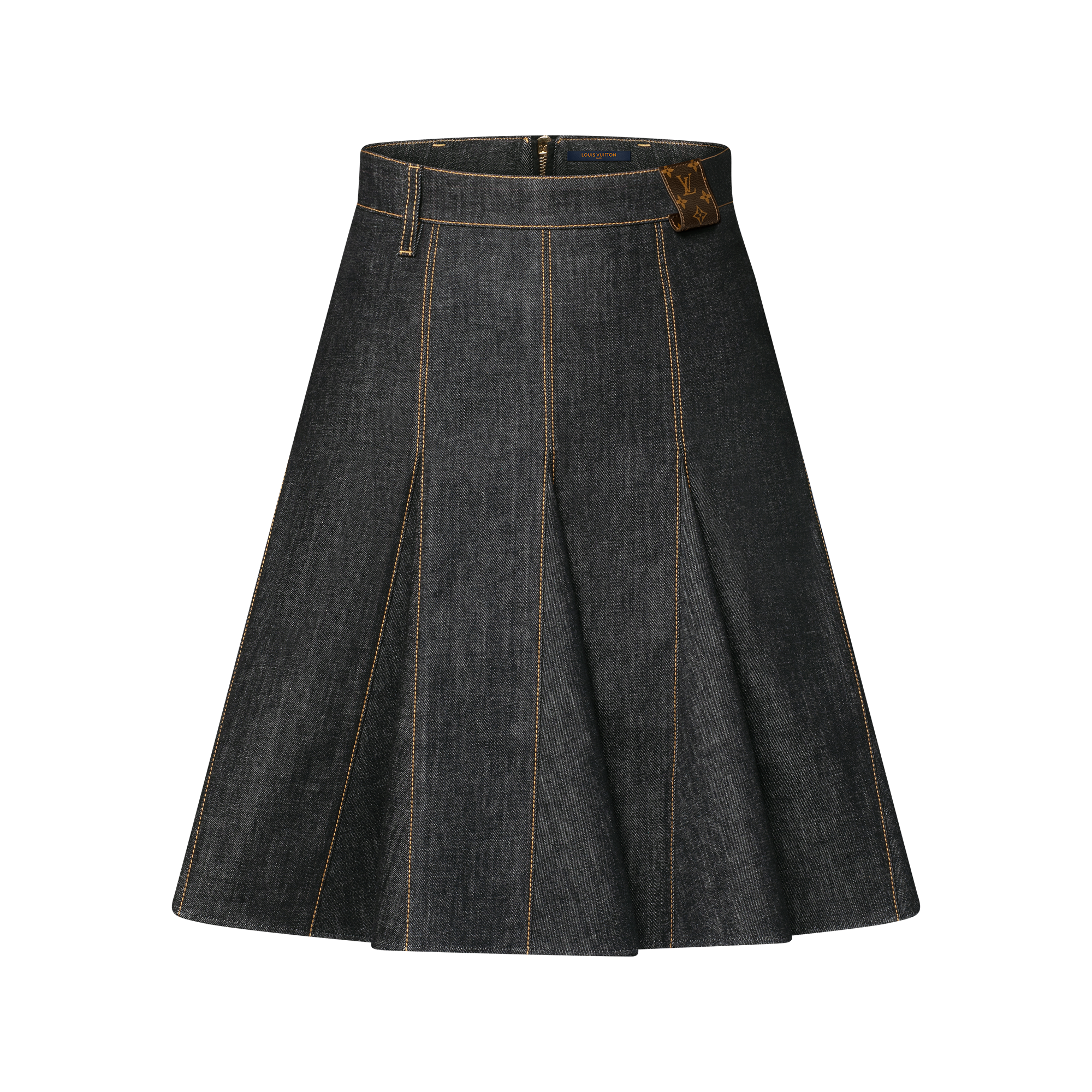 Louis Vuitton ダークデニム スカート モノグラム アクセント ロウデニム ミニスカート ｜ルイ・ヴィトン